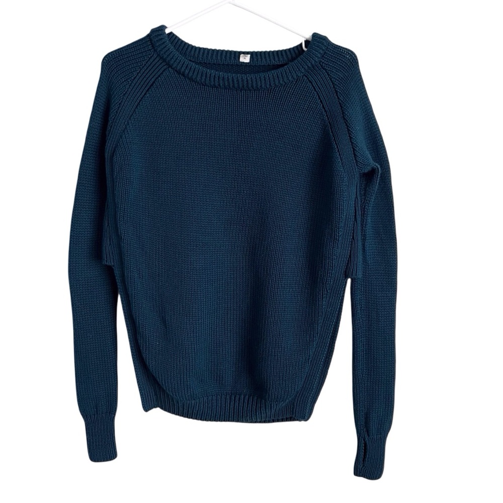 Lululemon Women’s Sweater Yin to You Alberta Lake Blue Knit Side Slit Size 4